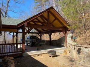 Gallery Timber Frame and Post & Beam Home Construction Smith Residence Timber PavilionCarport1 Blue Ridge Post & Beam